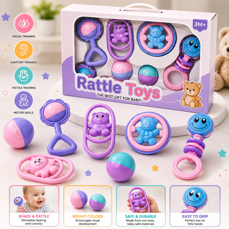 6PCS RATTLE TOYS BOX PACKING SAFETY INTELLIGENCE HAPPILY GROW MODLE S-1007 - Image 5