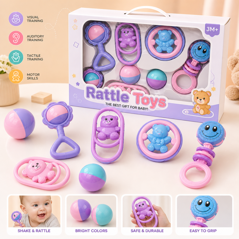 6PCS RATTLE TOYS BOX PACKING SAFETY INTELLIGENCE HAPPILY GROW MODLE S-1007 - Image 2
