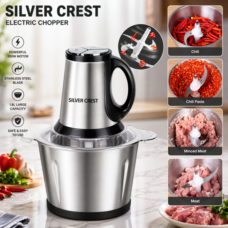 Meat Grinder Chopper 2L,Electric Stainless Steel Meat Chopper, High-quality Household Grinder Chopper Blender - Image 4